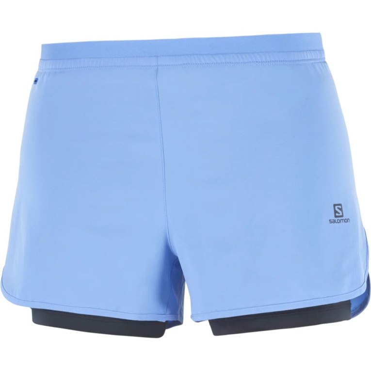 Light Blue Salomon Cross 2in1 Women's Running Shorts | PH 64387L